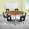 Flash Furniture Mobile 60" Circle Wave Oak Table Set-18" Chairs XU-GRP-18CH-A60-HCIRC-OAK-T-A-CAS-GG - alternate 1